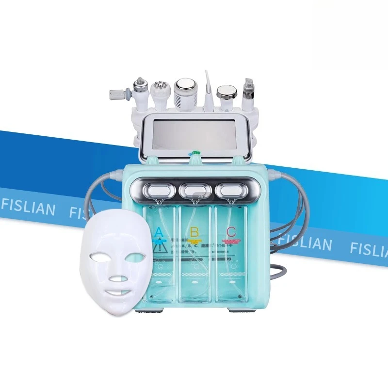 Multifunctional Desktop 7-in-1 Hydro Microdermabrasion Machine RF Ultrasound Technology US Compatible for Facial Firming Acne