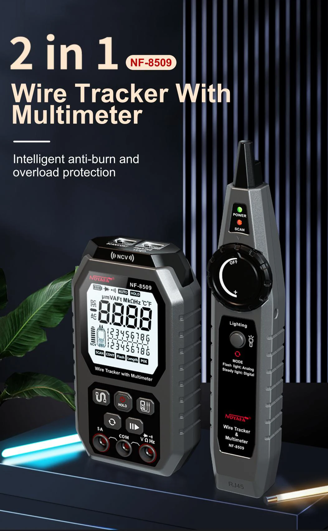 

Network Cable Tester Wire Tracker PoECurrent Length cabl RJ45 Cable Tracker DC AC Voltmeter Multifunctional Tester Tool