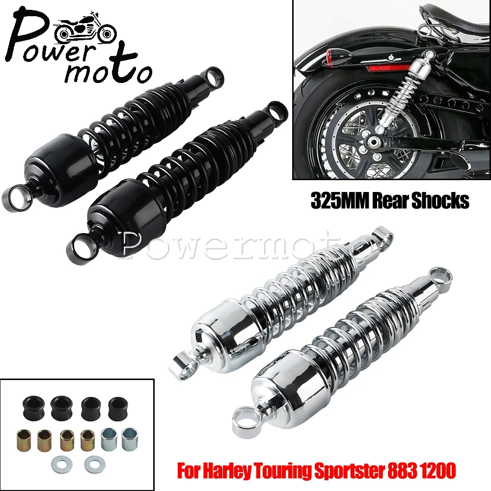 For Harley Sportster 883 1200 XL883 XL1200 Touring Chrome/Black Motorcycles Rear Shocks Absorbers Suspension 325 MM Accessories