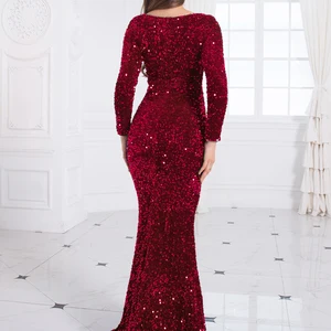 Romagische weibliche bescheidene Stahl Siedler Das Halskleid Nachtkleid Lange Kleider voller Ärmel Party Meerjungfrau formelles Abendessen elegantes Essen 8 Hauptverkäufe Frauen bescheidene Kleider - №1