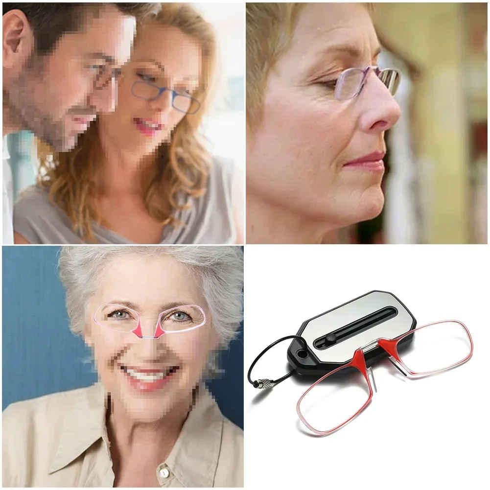 Nase Clip-on Lesebrille Falten Beinlose Ultraleicht Schlüsselbund Brille Männer Frauen Mini Tragbare Presbyopie Brille +1,0 Bis +4,0 – Detail 7