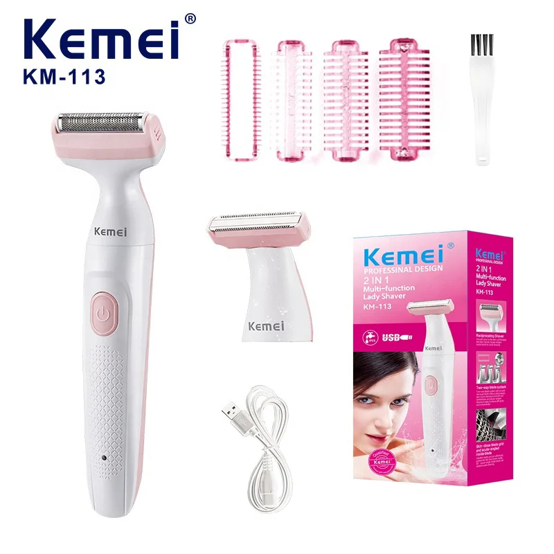 

Kemei KM-113 Женский триммер для волос — безболезненная бритва для всего тела для удаления волос на лобке, ногах, подмышек