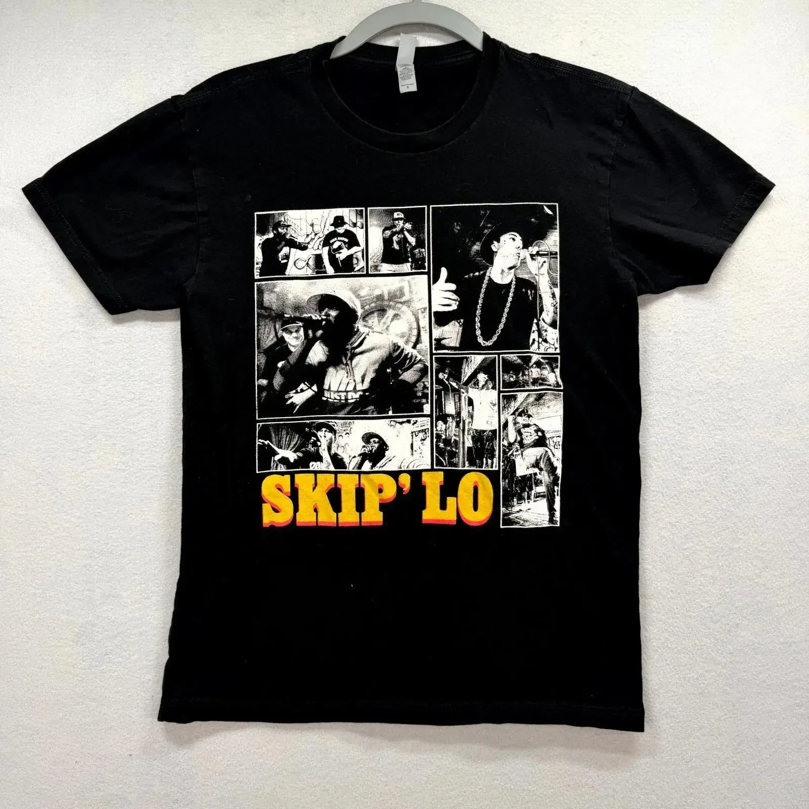 Skip 'Lo Grafik T Shirt Herren Small schwarz Rap Hip Hop Next Level Apparel vintage Washed graphic Slightly fashion Breathable