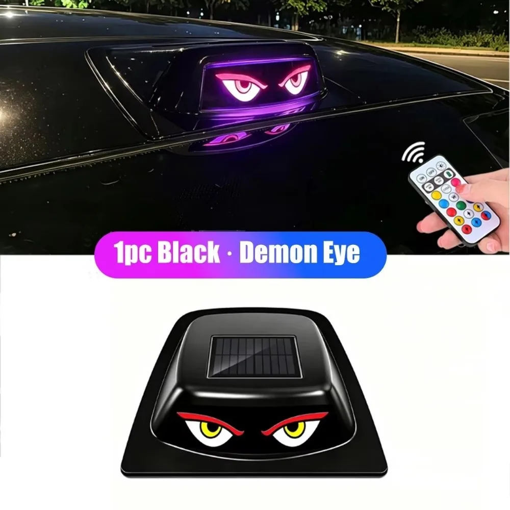 

Solar Powered Demon Eye Light Waterproof Anti Rear Car Roof Decorative Cover light Adhesive Mount RGB Glow Marker Light