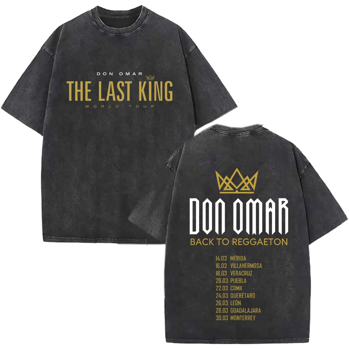 Washed Vintage Rapper Don Omar The Last King Tour T-shirt Men's Retro Gothic Rock T Shirt Male Oversized T-shirts