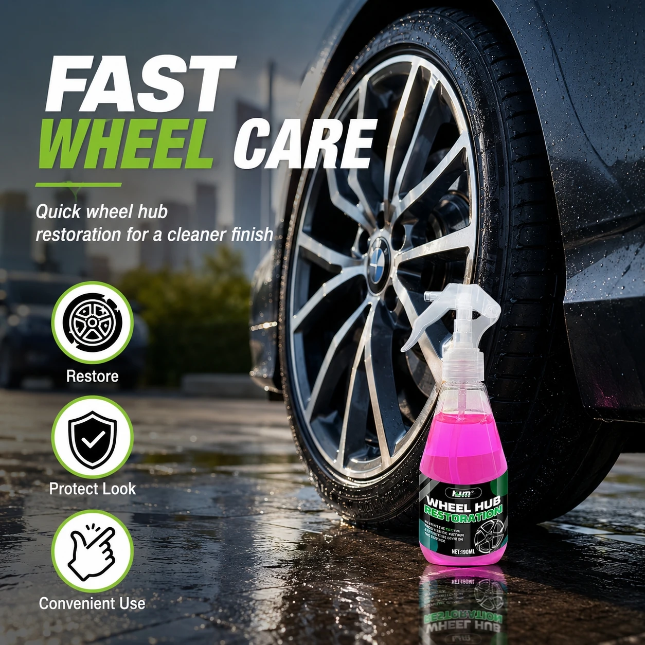 Wheel Hub Cleaner Spray Fast Iron Powder Remover For Car Rim Brake Dust Rust Cleaning Alloy Wheel Care Decontamination Agent
