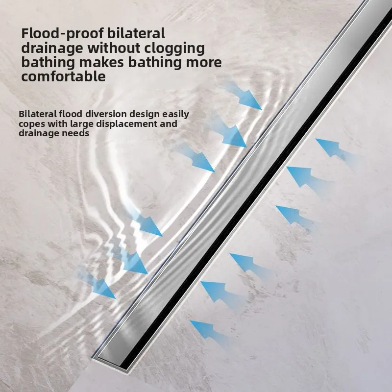 3.2cm wide very narrow linear floor drain gunmetal gray stainless steel long shower all copper anti-odor core drain