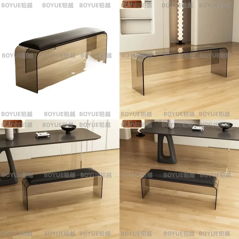 for Light Luxury Acrylic Shoe Changing Stool Bench Bedroom Bedside Stool Dining Chair Entrance Minimalist