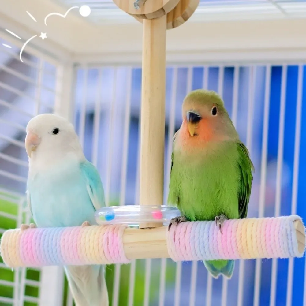 Bite Resistant Wood Parrot Swing Wear-resistant Detachable Bird Stand Toy Comfortable Grip Sturdy Bird Cage Decoration