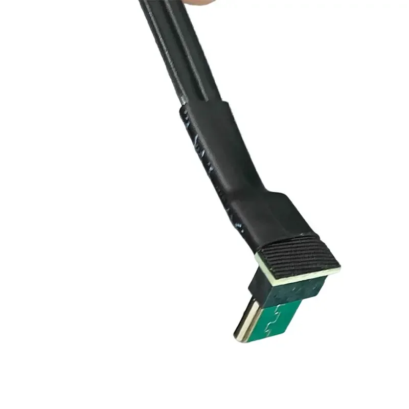 ADT-Link USB 2.0 نوع A إلى Micro-B كابل تمديد مسطح لإمدادات الطاقة 8 دبوس ذكر رئيس الانحناء زاوية موسع الشريط محول
