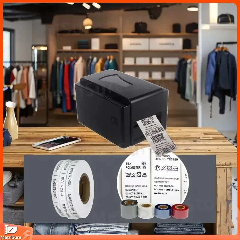 Washable Ribbon Barcode QR Code Label Printer for Fabric Clothing Continuous Printing Portable Thermal Label Maker for