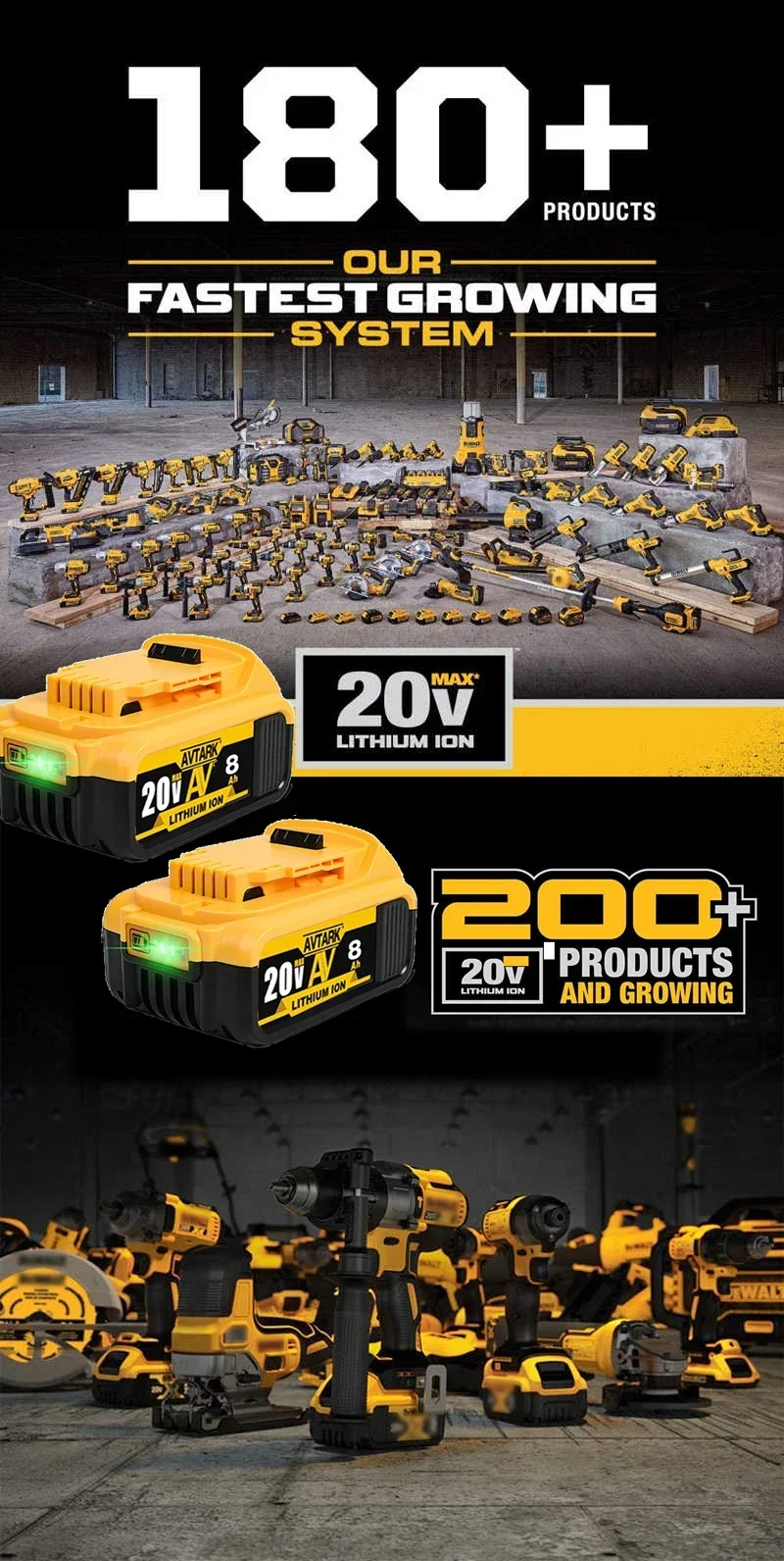 Batería de iones de litio de repuesto para DeWalt DCB205, DCB201, DCB203, 18V/20 voltios máx. 6,0 Ah, 8,0 Ah