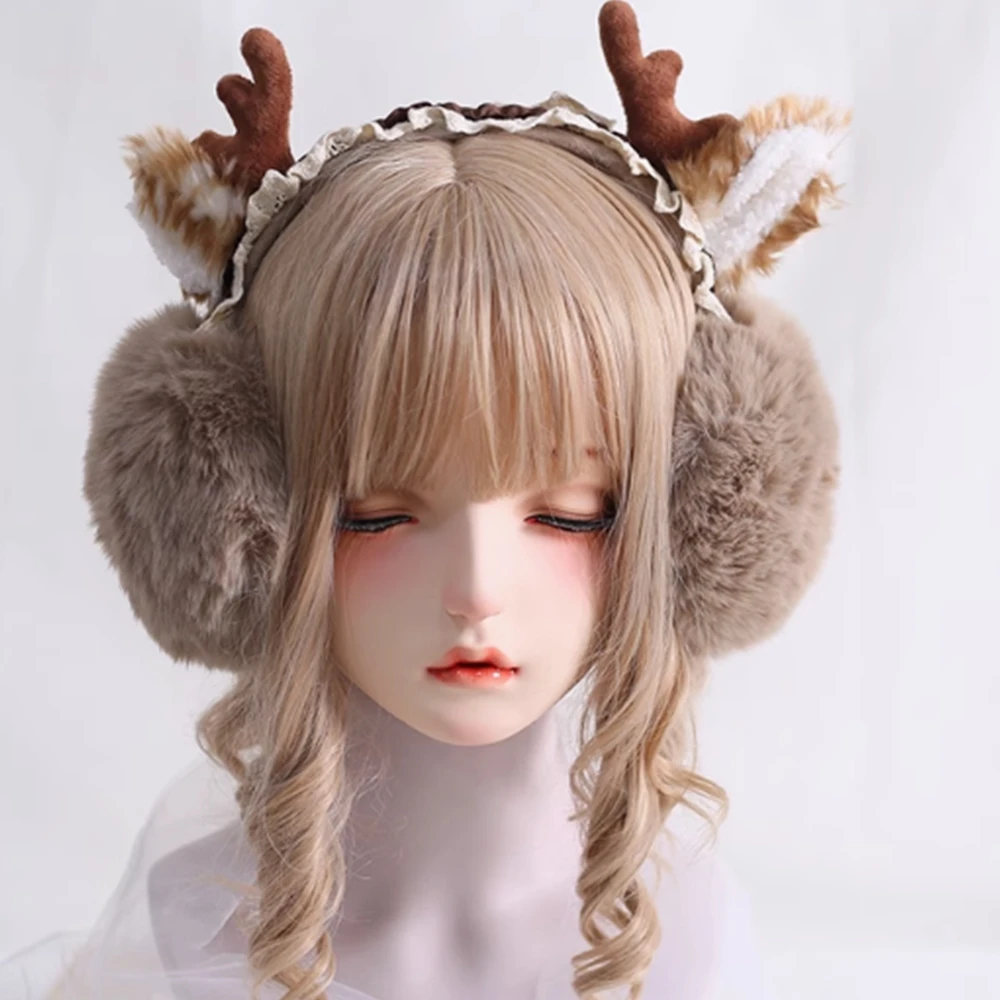 Cute Plush Warm Earmuffs Kawaii Girls Women\'s Lolita Warmer Muff Ear Cover Lovely Fold Headband Accessories