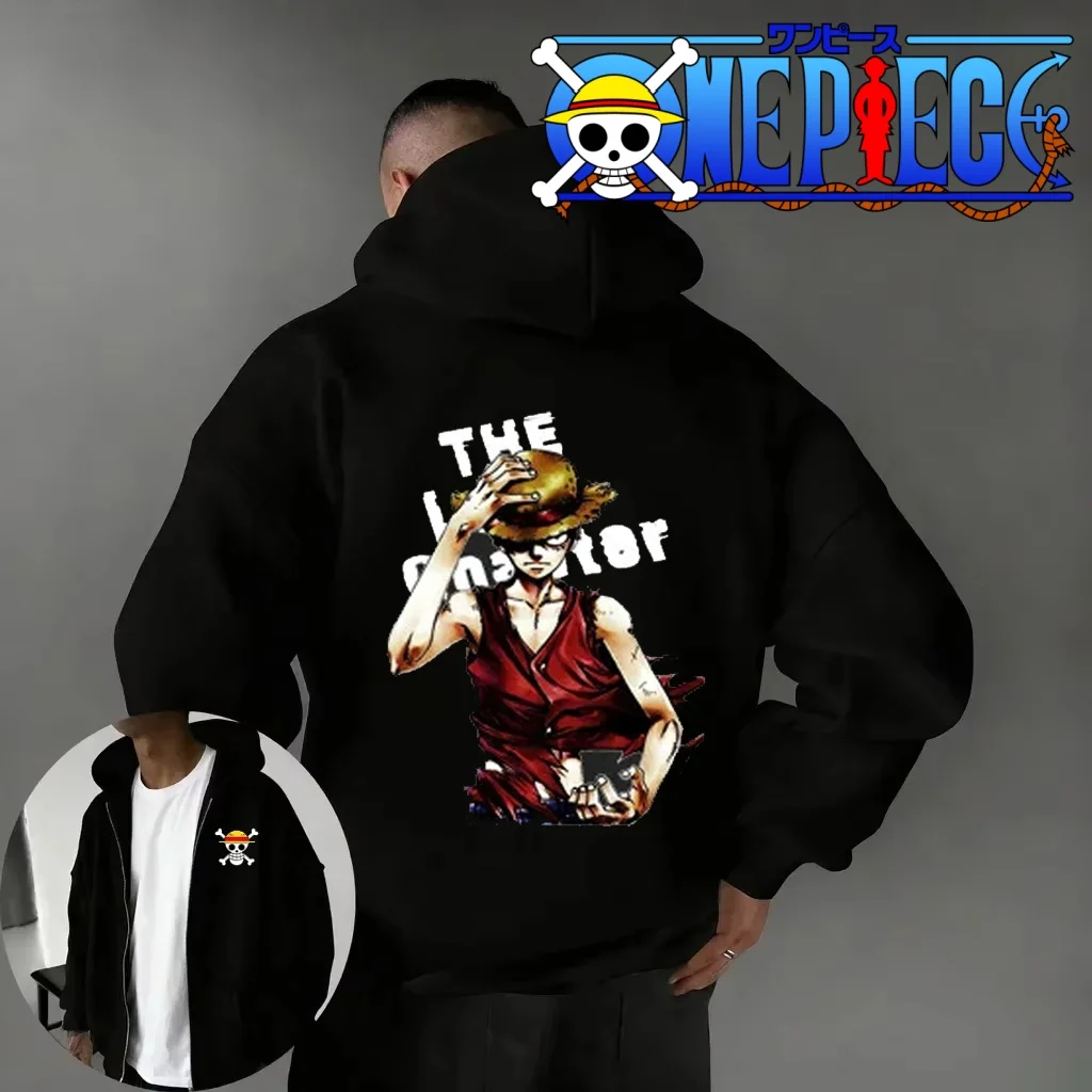 

Autumn Winter 2025 One Piece Anime Zipper Hoodies for Men and Women One Piece Anime Hoodies Y2K Style Loose Super Large Hoodies