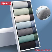 1/4 Pcs/set High Quality Cotton Men's Underwear Antibacterial Boxer Shorts Elastic Breathable Men Underpants Soft Male Short