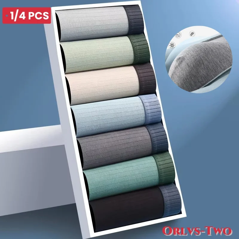 1/4 Pcs/set High Quality Cotton Men's Underwear Antibacterial Boxer Shorts Elastic Breathable Men Underpants Soft Male Short