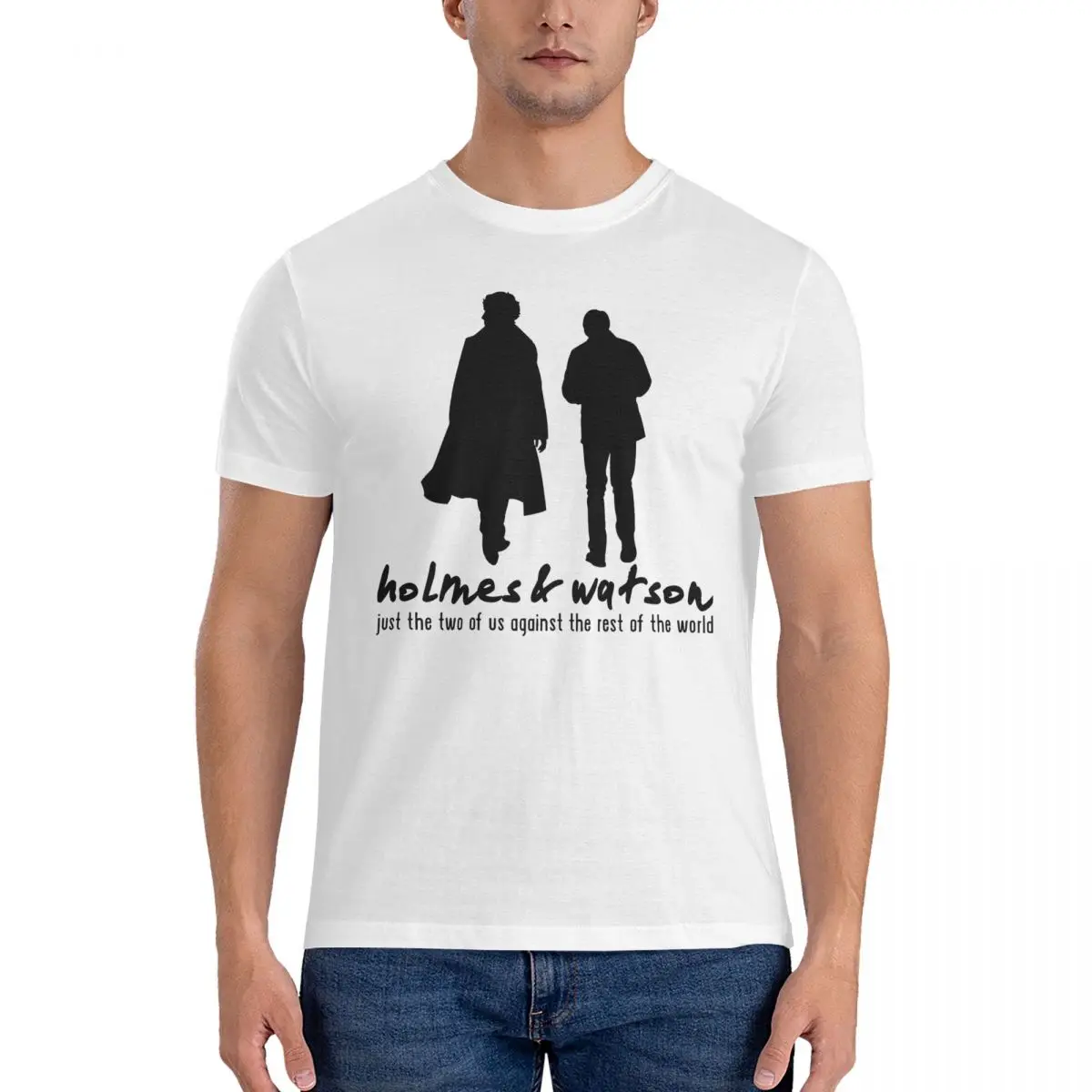 Männer T-Shirts Watson taillierte lässige Baumwolle T-Shirts Kurzarm S-Sherlock Holmes T-Shirt Rund kragen Kleidung Neuankömmling