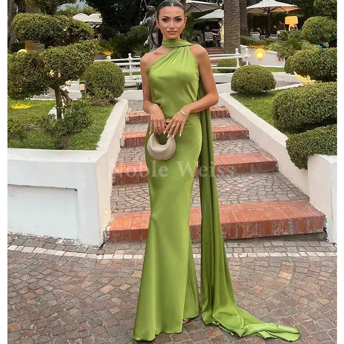 

Halter Satin Mermaid Evening Dresses Long Prom Gowns Customize