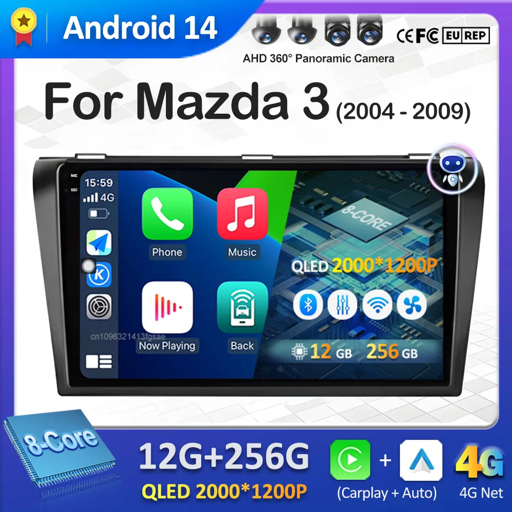 

Для Mazda 3 2004 2005 2006 2007 2008 2009 Android интеллектуальная система GPS-навигация беспроводной Carplay Bluetooth QLED IPS экран