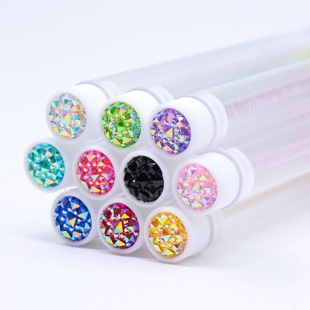 50Pcs Eyelash Brush Tubes With Crystal Lash Mascara Wands Eyebrow Comb Spoolies Container Lash Brush Applicators Makeup Tools