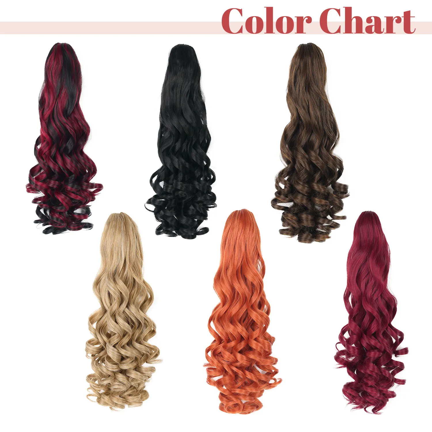 Synthetic Claw Clip Ponytail Hair Extensions 20inch Long Curly Ponytail Tail Hairpieces for Women Ladies image 6