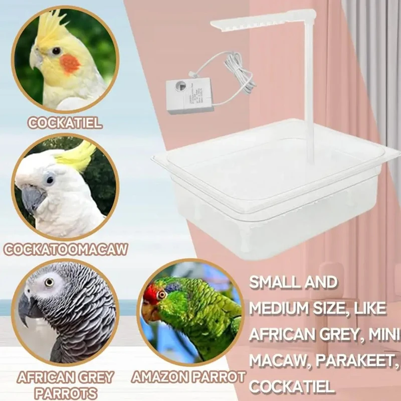 Parrot Bath Tub Automatic Shower Box Multi-Purpose Bird Bathtub With Multiple Faucet For Parakeet Cleaning Supplies