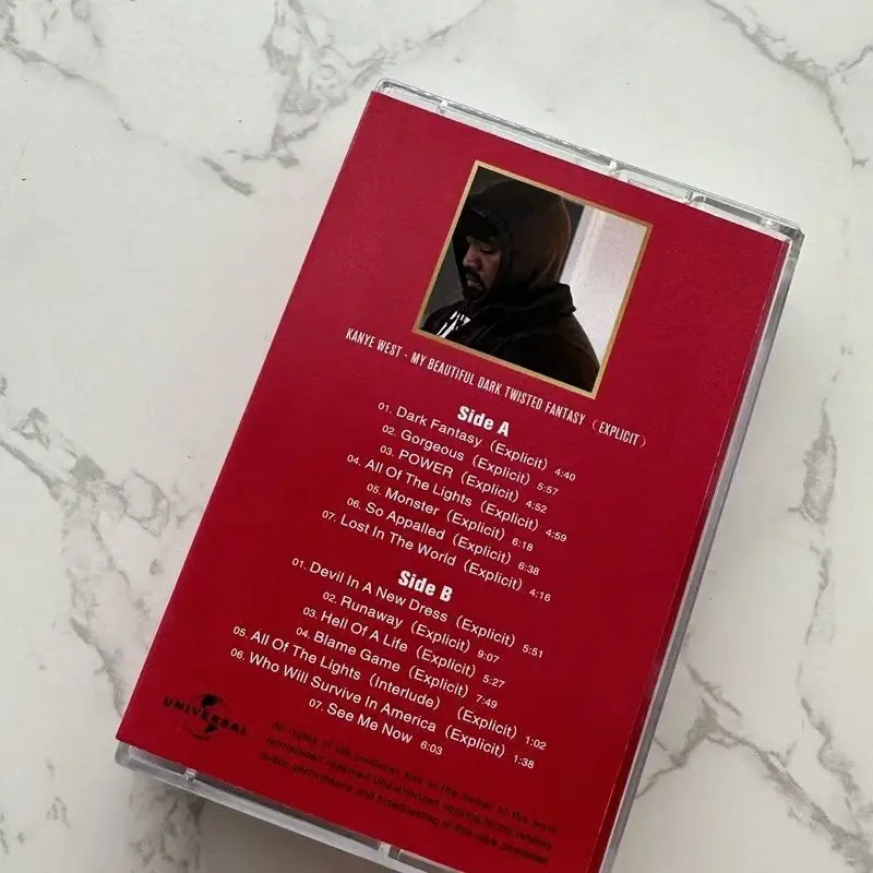 Rap Kanye West YE Music Tape My Beautiful Dark Twisted Fantasy Album All Of The Lights Cassettes Cosplay Walkman Soundtracks Box
