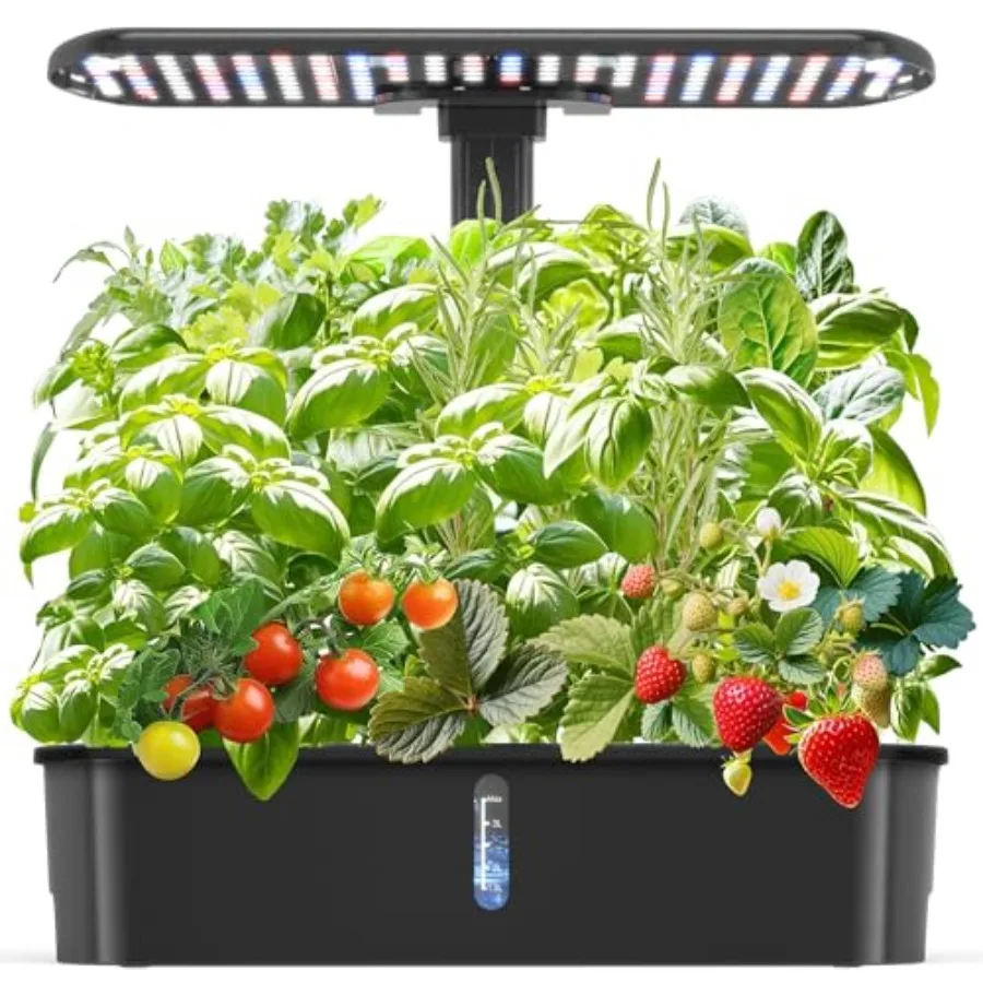 

Hydroponics Growing System KitsSmart Indoor Herb Garden with 24W LED Grow Light Planting Height Adjustablewith 12 Pods Plant Ge
