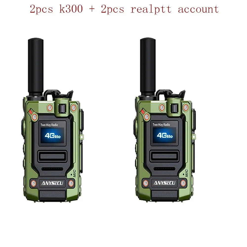 2PCS Anysecu K300 4G LTE Public Network Radio Linux System Only Work with Real PTT Platform Two way Mini Walkie Talkie