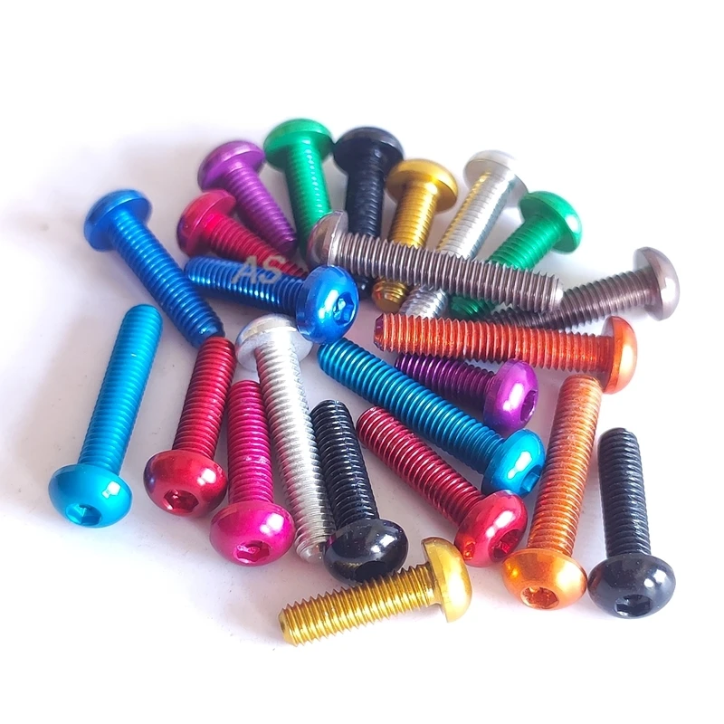 10 teile/los M3 Aluminium 7075 allen taste schraube M3 * 5/6/8/10/12/14/16mm Eloxiert Aluminium Hex Buchse Runde kopf Maschine Schraube Schrauben