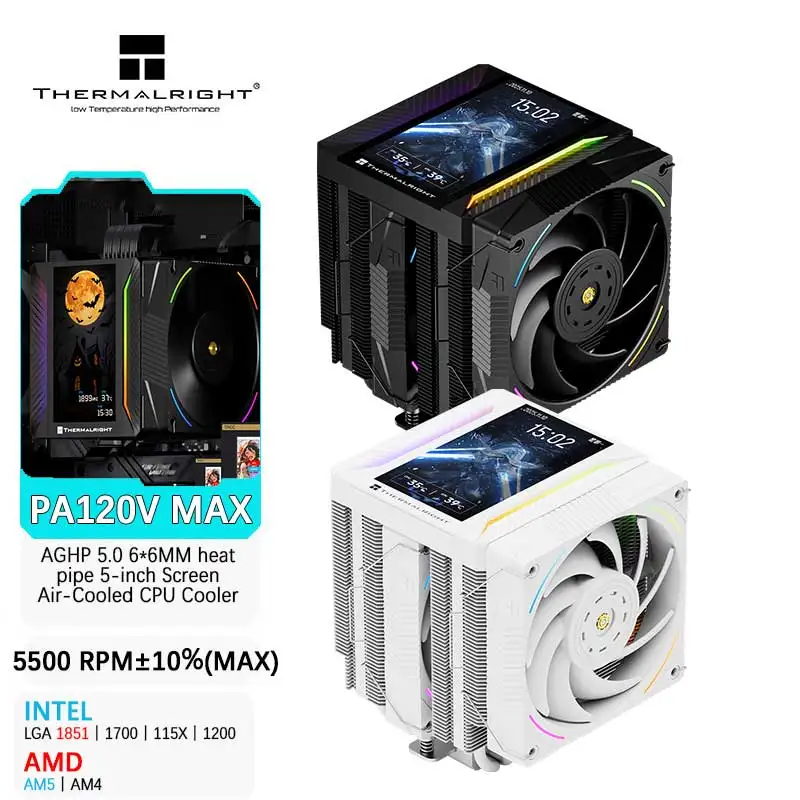 

Thermalright Peerless Assassin 120 VISION MAX AGHP 5,0 6*6 мм тепловая трубка 5-дюймовый экран с воздушным охлаждением кулер процессора для LGA1851/1700 AM5
