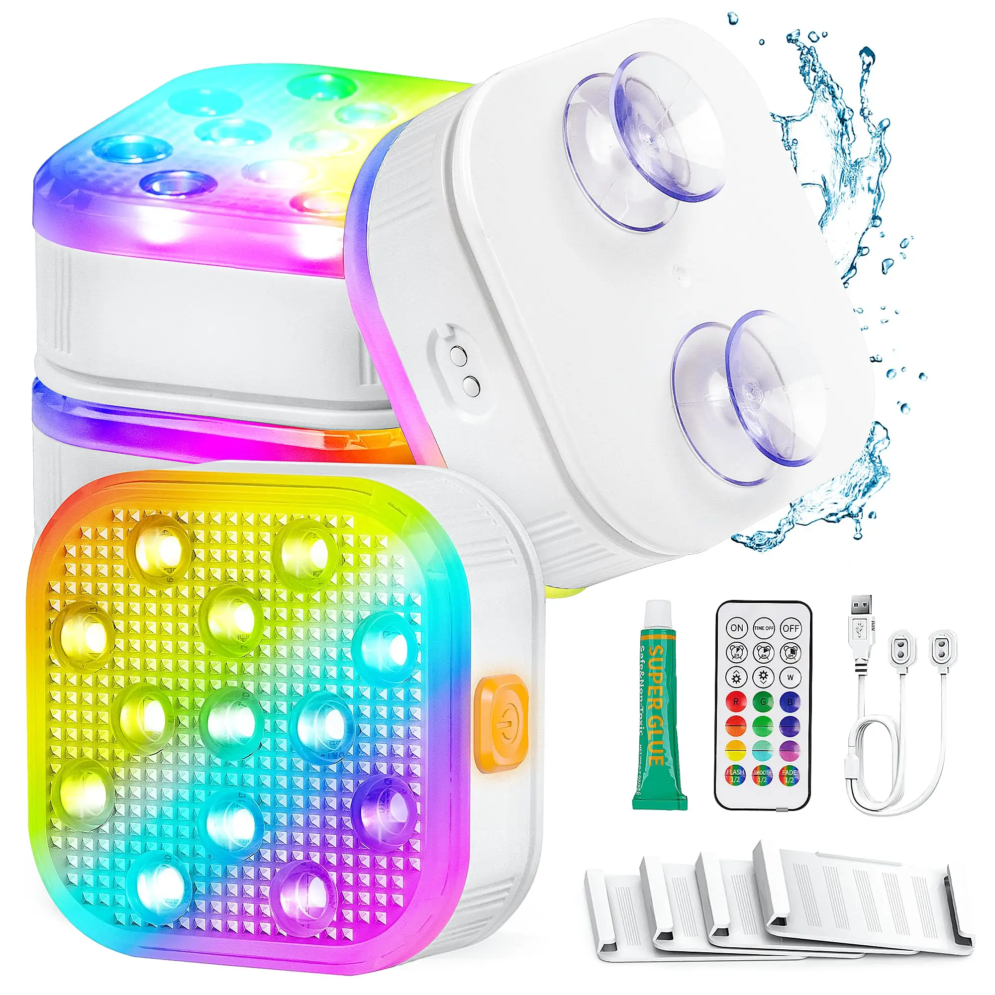 Rechargeable Submersible Pool Lights IP68 Waterproof,16 Color LED with Remote for Inground/Above Ground Pools,Bathtub,Pond Party