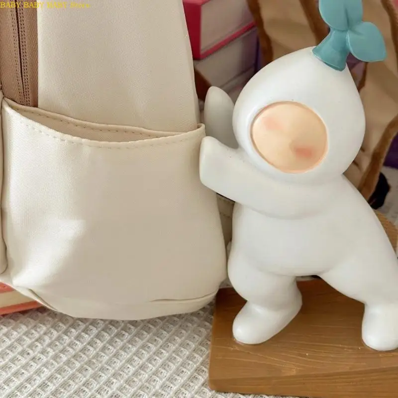 

Q81A Korean Casual Contrast Color Zippered Backpack Large Capacity Student School Bag Book Bag for Women Teen Girls