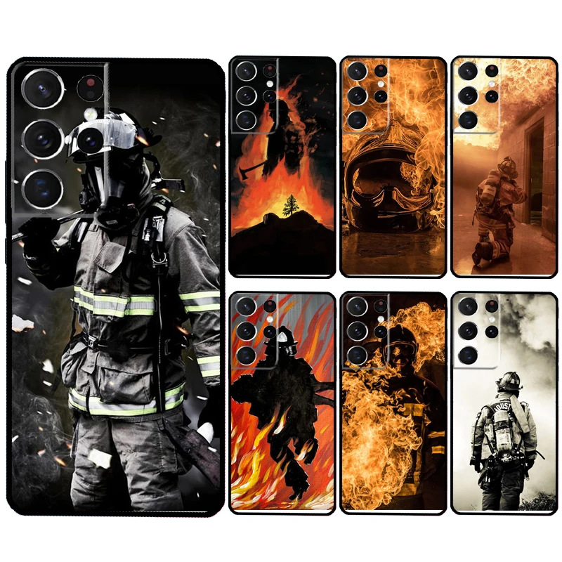 Fire Fighter Hero Cover For Samsung Galaxy S24 Ultra S21 S22 S23 Plus S20 FE S8 S9 S10 Note 10 20 Ultra Case