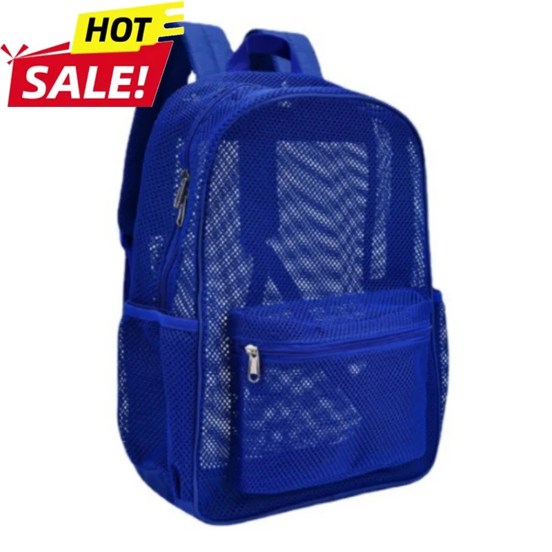 Heavy Duty Mesh Backpack Large See Through Breathable Tear Resistant School Approved Security Bookbag For High School Teens Gym