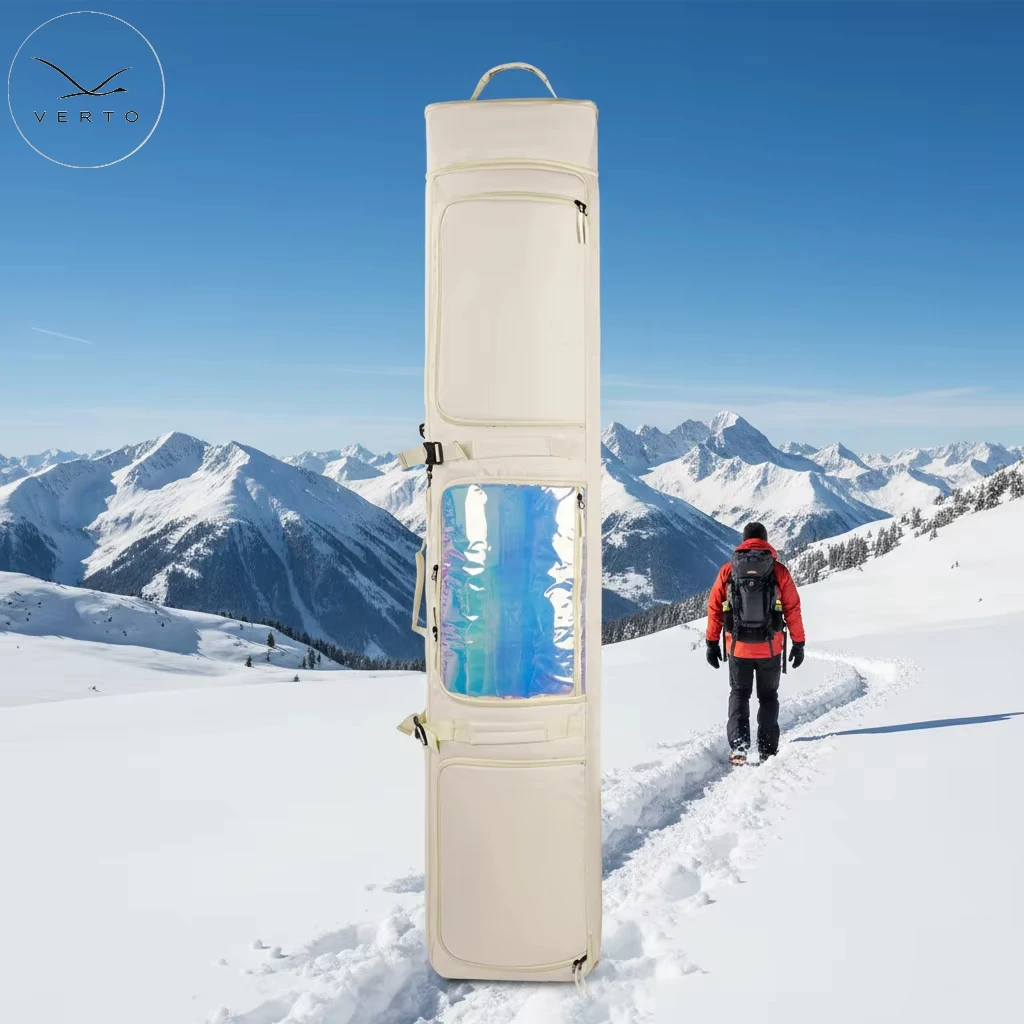 Thickened Snowboard Backpack Wheeled Ski/Snowboard Case with Waterproof Strap Hooks Closure Large Capacity Wet/Dry Separation