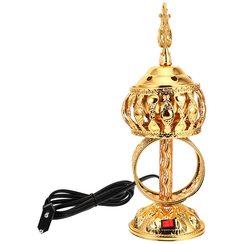 

Plug-In Electric Incense Burner Metal Decorative Aroma Burner Tabletop Office Home Temple Incense Stove Us Plug