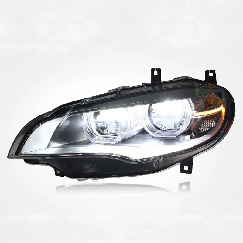 

Dynamic Streamer Turn Signal Car Headlight For BMW X6 E71 2008-2014 LED Angel Eyes Head Lamp Indicator Daytime Running Light