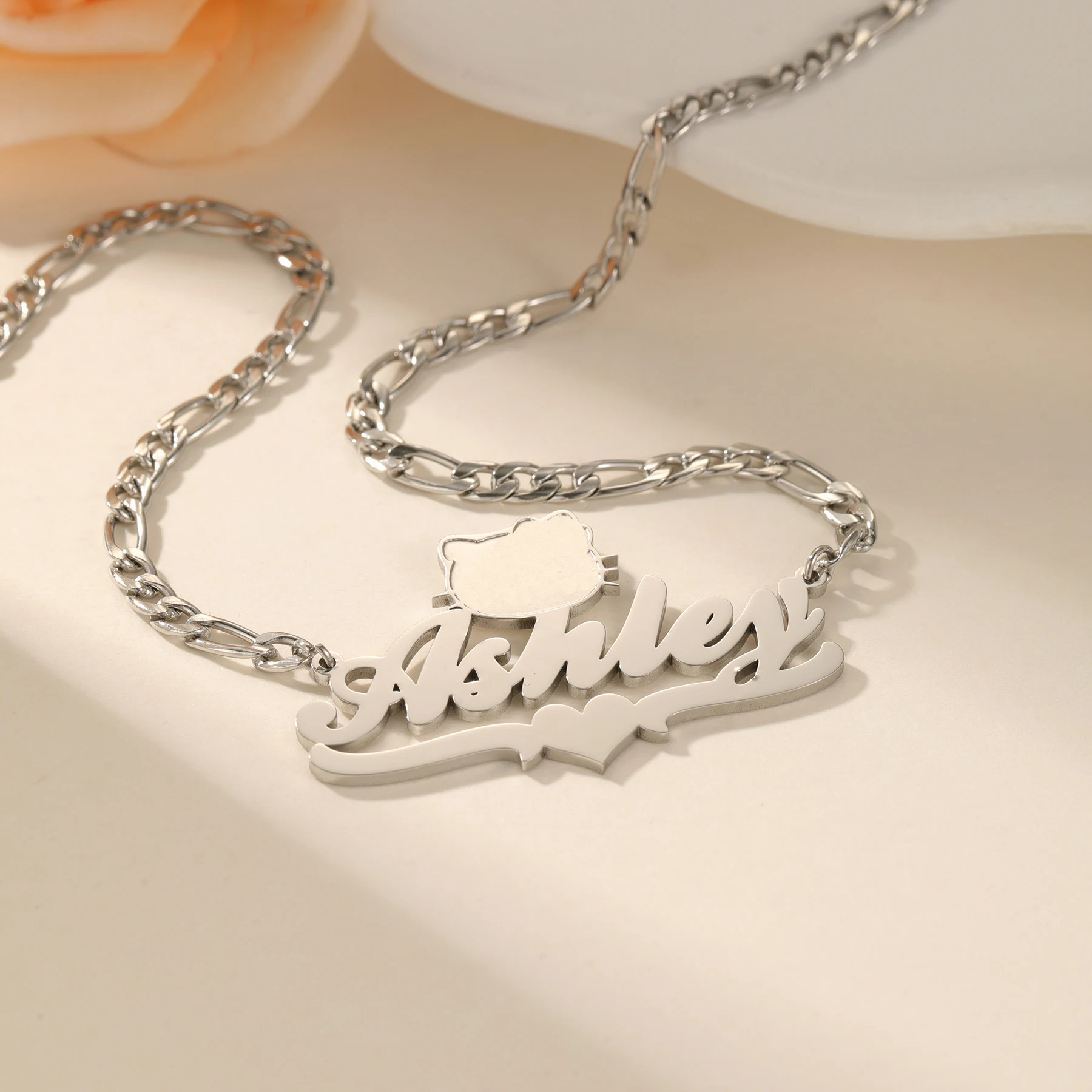 Dascusto 2026 جديد مخصص اسم قلادة شخصية الفولاذ المقاوم للصدأ القط قلادة المرأة مجوهرات هدية عيد لصديقة #4