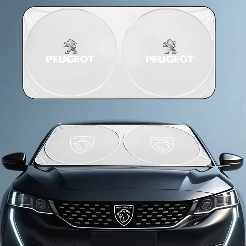 Front Windshield Foldable Sun Shade UV Heat Insulation Visor Cover For Peugeot 208 2008 308 3008 408 5008 Wheel Center Cap