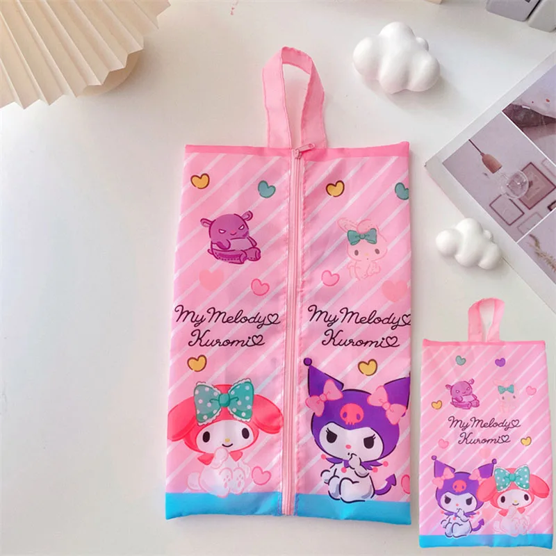 Sanrio Kawaii Pachacco Shoes Storage Bag Cinnamoroll Kuromi Figure Creative Portable Travel Organizer Bag Cartoon Birthday Gift