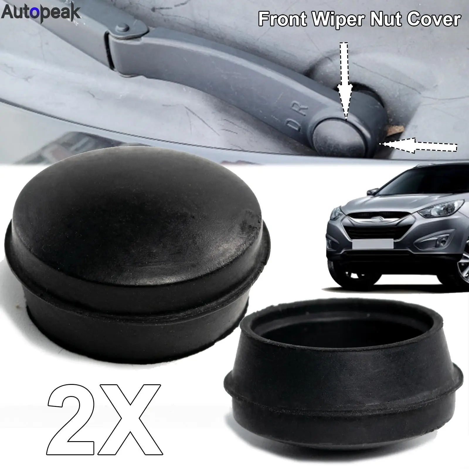 

2Pcs Front Wiper Arm Nut Cap Cover For Hyundai Sonata Genesis Santa Fe Tucson ix35 i20 i30 i40 Veloster Accent Azera 983804H050