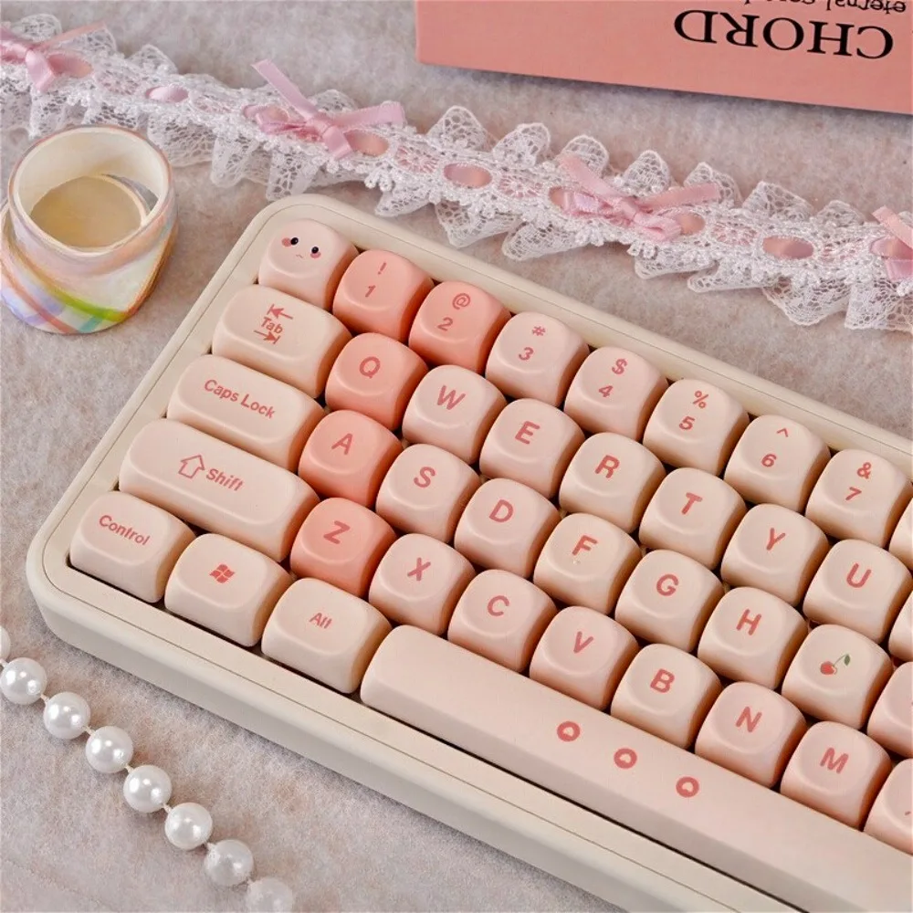 

Pink Cherry Pink 130 Keys MOA Height PBT 5-Sided Thermal Sublimation Keycaps for MX Switches Mechanical Keyboard Keycaps