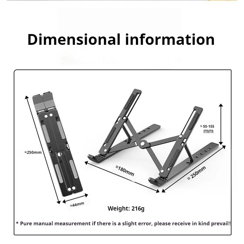 Suporte para laptop, liga de alumínio, ajustável, dobrável, portátil, levantamento, resfriamento, antiderrapante, para macbook air pro