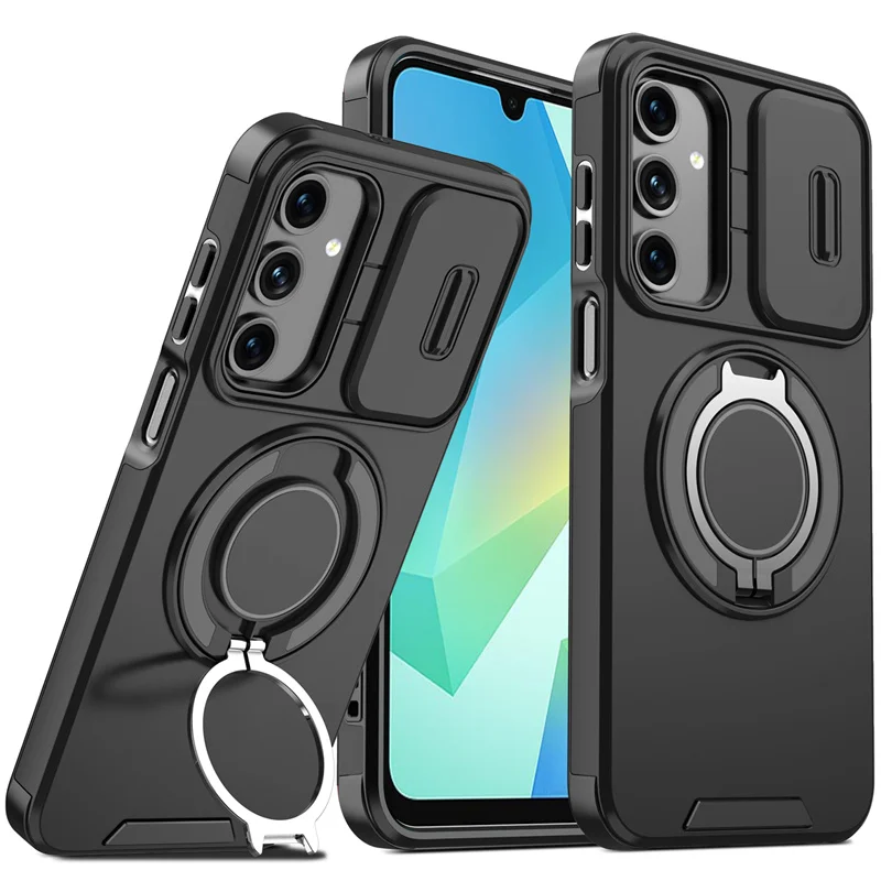 Armor Funda For Samsung A17 5G Case Slide Camera Lens Back Cover For Galaxy A17 A 17 GalaxyA17 Magnetic Ring Stand Protect Cover