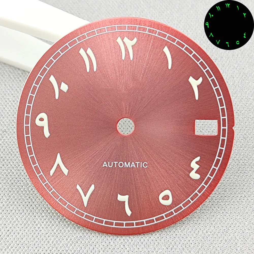 28.5mm NH35 quadrante dell'orologio quadrante S quadrante luminoso verde adatto per NH35 NH36 movimento accessori per orologi strumento di riparazione dell'orologio