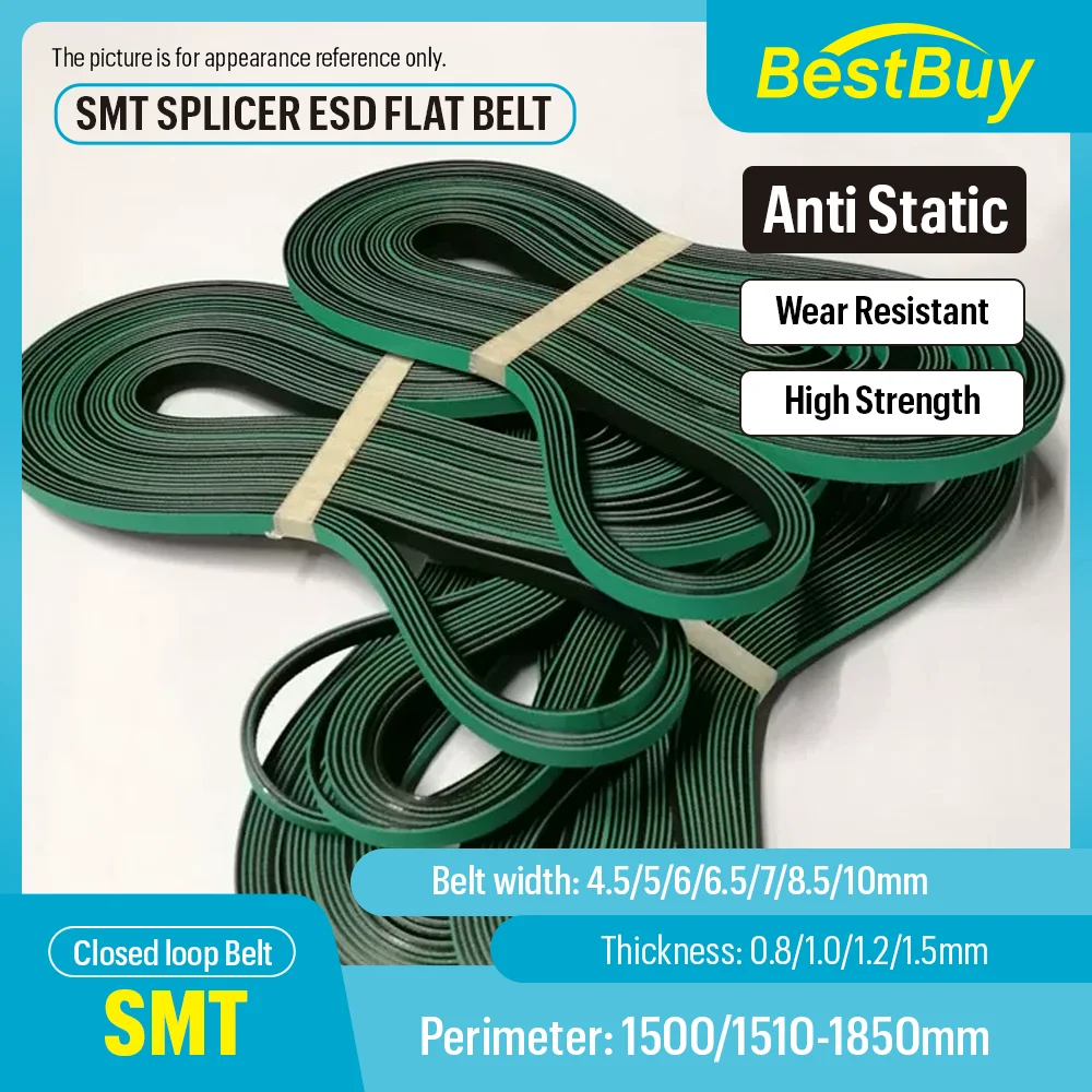 ESD SMT Splicing Flat Belt 1500/1510/1550-1850mm, Fabric‑Base Conveyor Belt 0.8/1.0/1.2/1.5mm for Mounter PCB Loading Machine