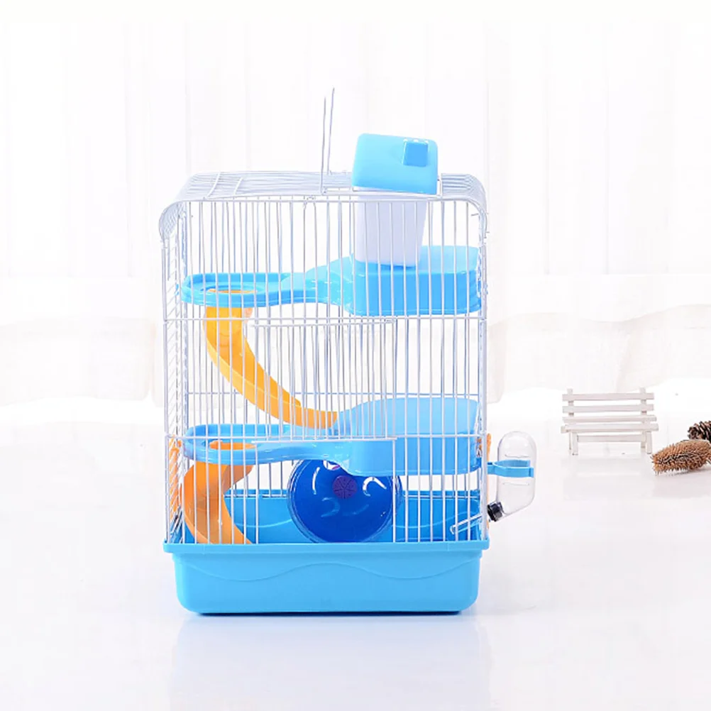 Luxury Three Layer Hamster Cage Portable Small Pets House Chinchilla Hamster House (Light Blue)