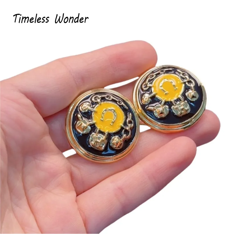 

Timeless Wonder Fancy Enamel Geo Clip on Earrings for Women Designer Jewelry Punk Luxury Trendy Runway Rare Top Sweet 3375