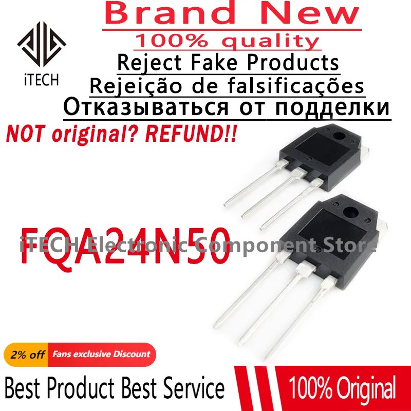 

10pcs/lot Original FQA24N50 24N50 TO-247 MOS FET 24A 500V 100% New and Genuine